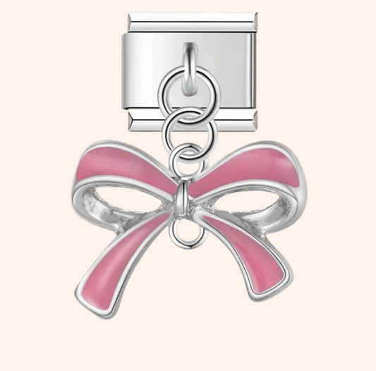 Italian Charm Moño Rosa 𝗘𝗡𝗧𝗥𝗘𝗚𝗔 𝗜𝗡𝗠𝗘𝗗𝗜𝗔𝗧𝗔