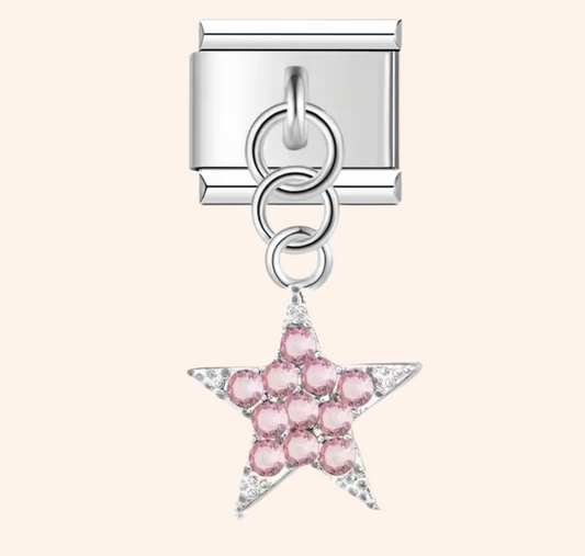 Italian Charm Estrella Rosa Brillos Colgante 𝗘𝗡𝗧𝗥𝗘𝗚𝗔 𝗜𝗡𝗠𝗘𝗗𝗜𝗔𝗧𝗔