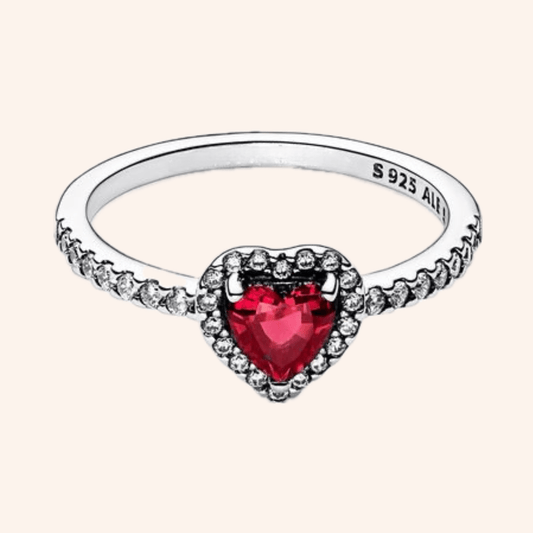 Anillo Corazón Rojo Plata S925