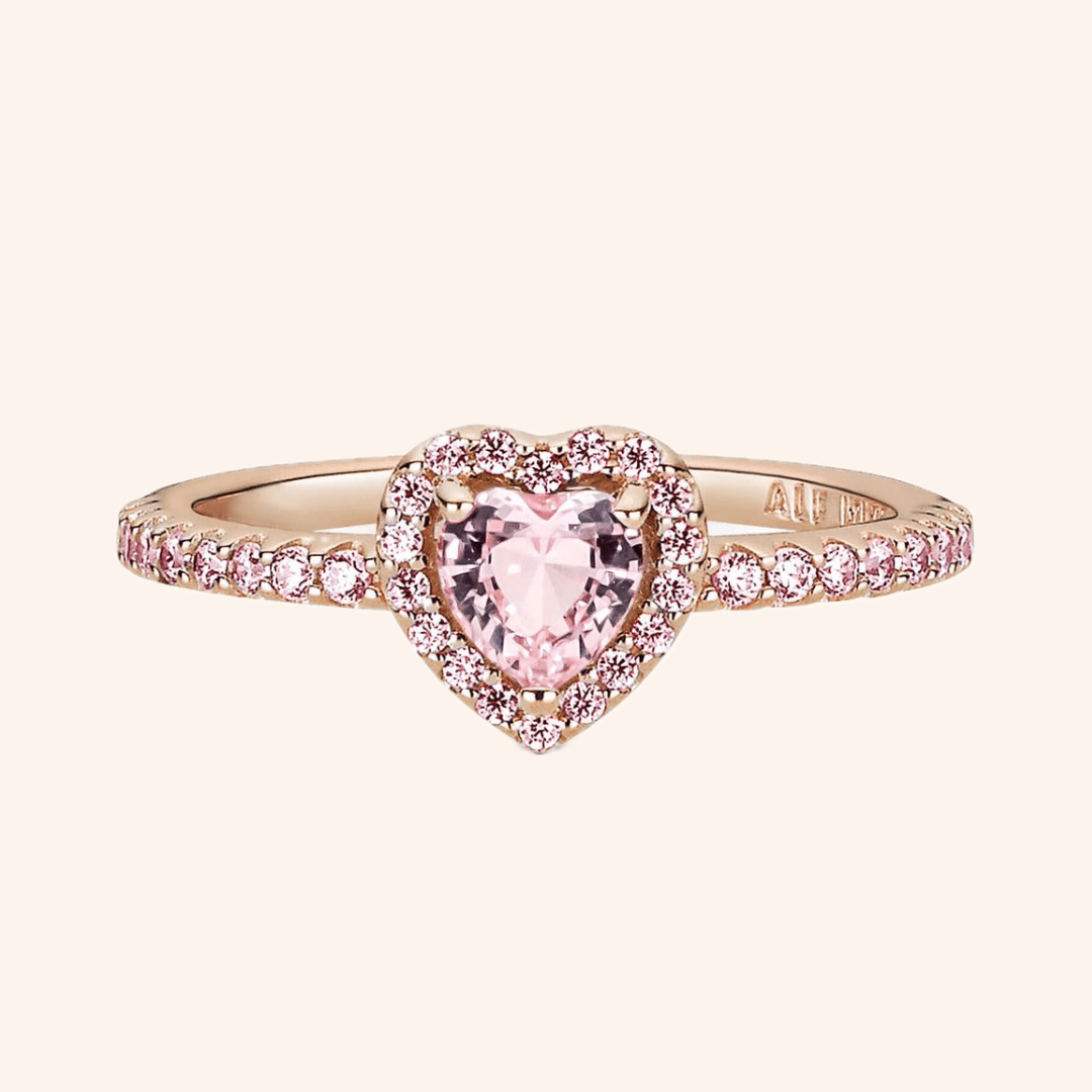 S925 Silver Pink Heart Ring