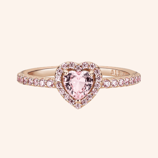 Anillo Corazón Rosa Plata S925