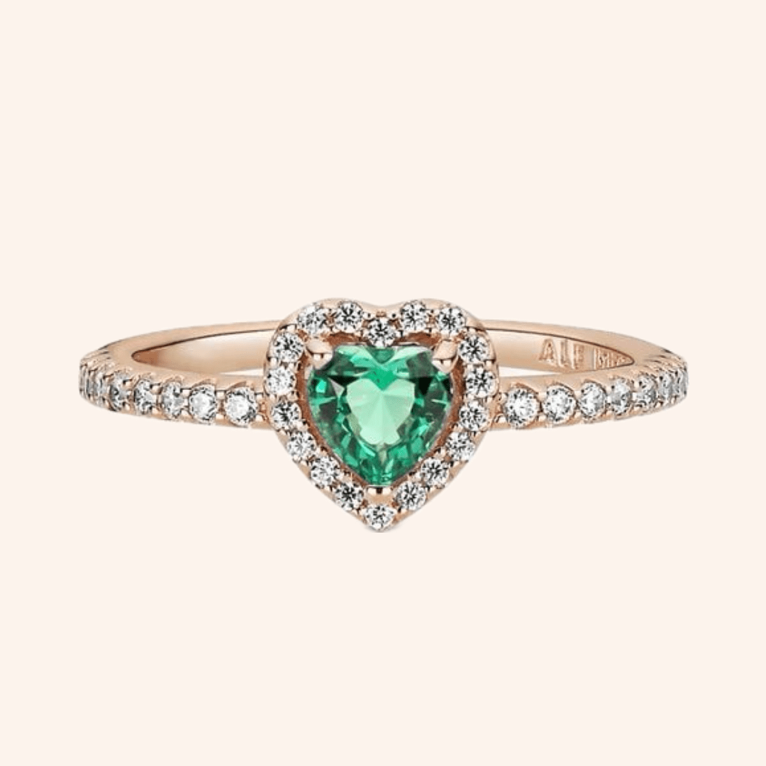 Anillo Corazón Verde Plata S925 Entrega Inmediata