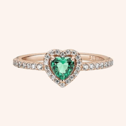 Anillo Corazón Verde Plata S925 Entrega Inmediata