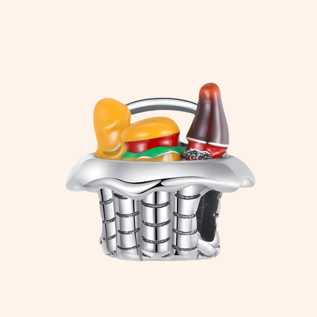 S925 Hamburger Basket Charm