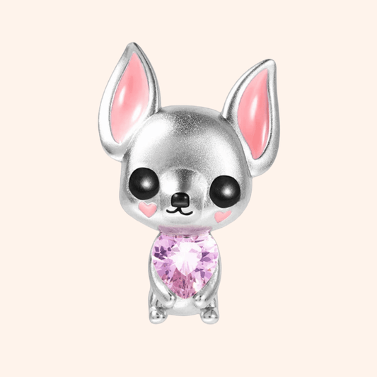 Chihuahua Charm Pink Stone S925