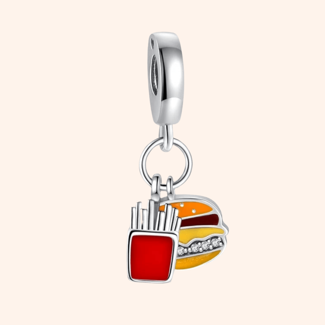 S925 Hamburger Combo Charm