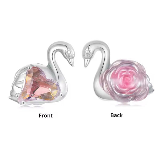 Charm Corazón Cisne Plata S925 - Charmsymore