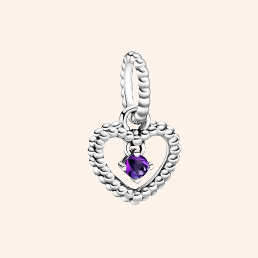 Charm Corazon Colgante Morado Plata S925