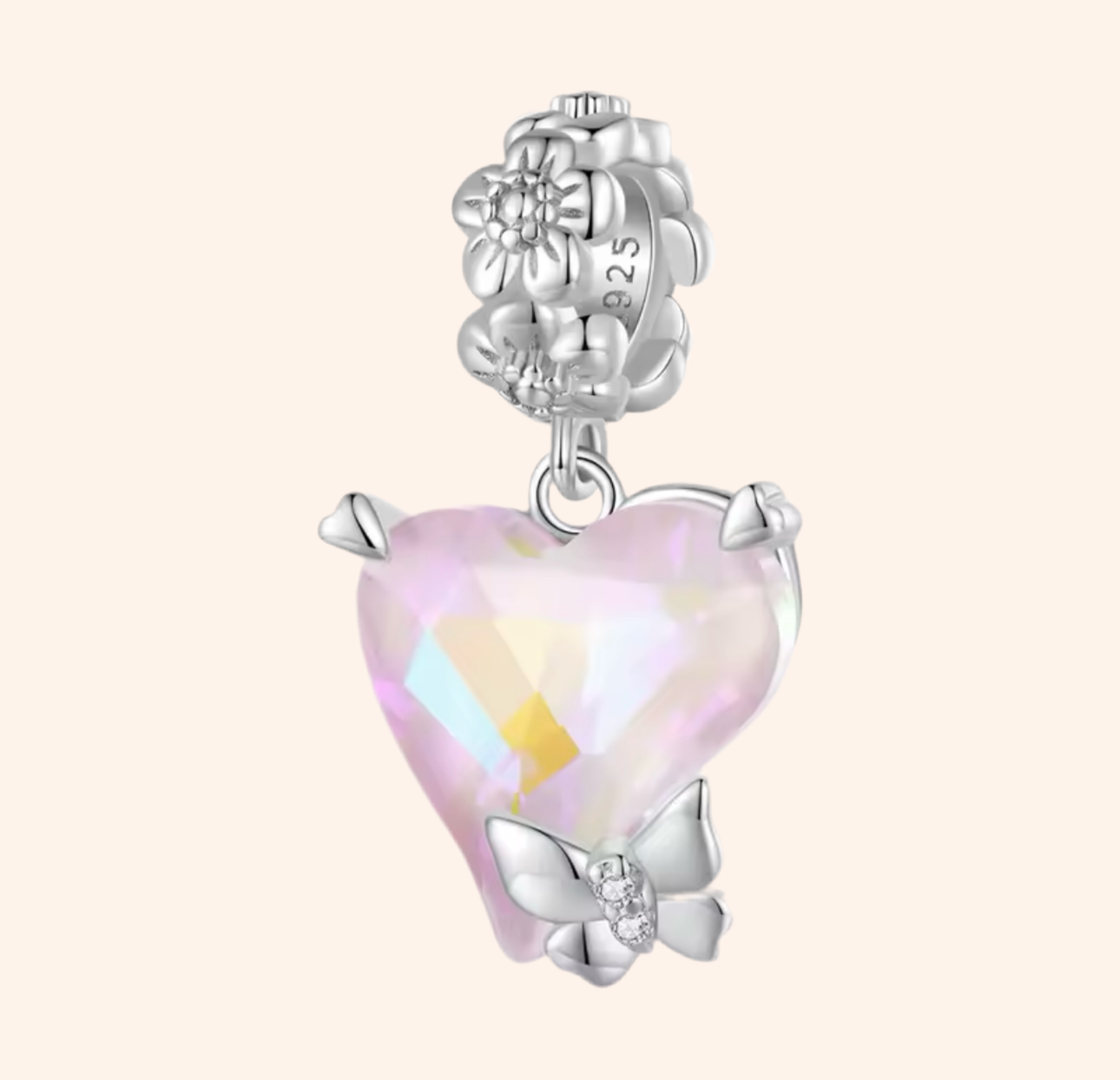 Charm Corazón Mariposa Plata 925 - Charmsymore