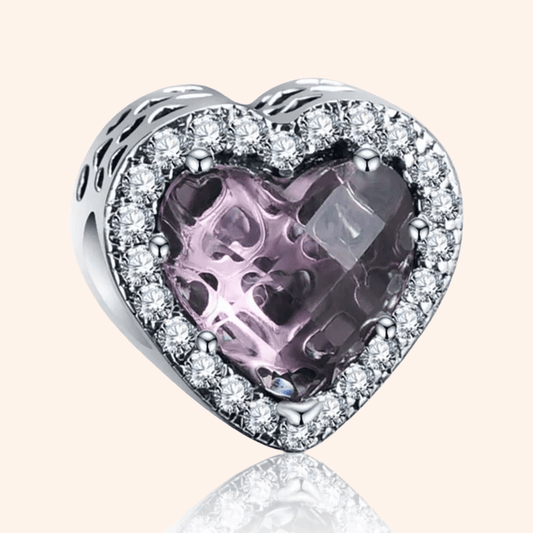 Charm Corazon Morado Plata S925