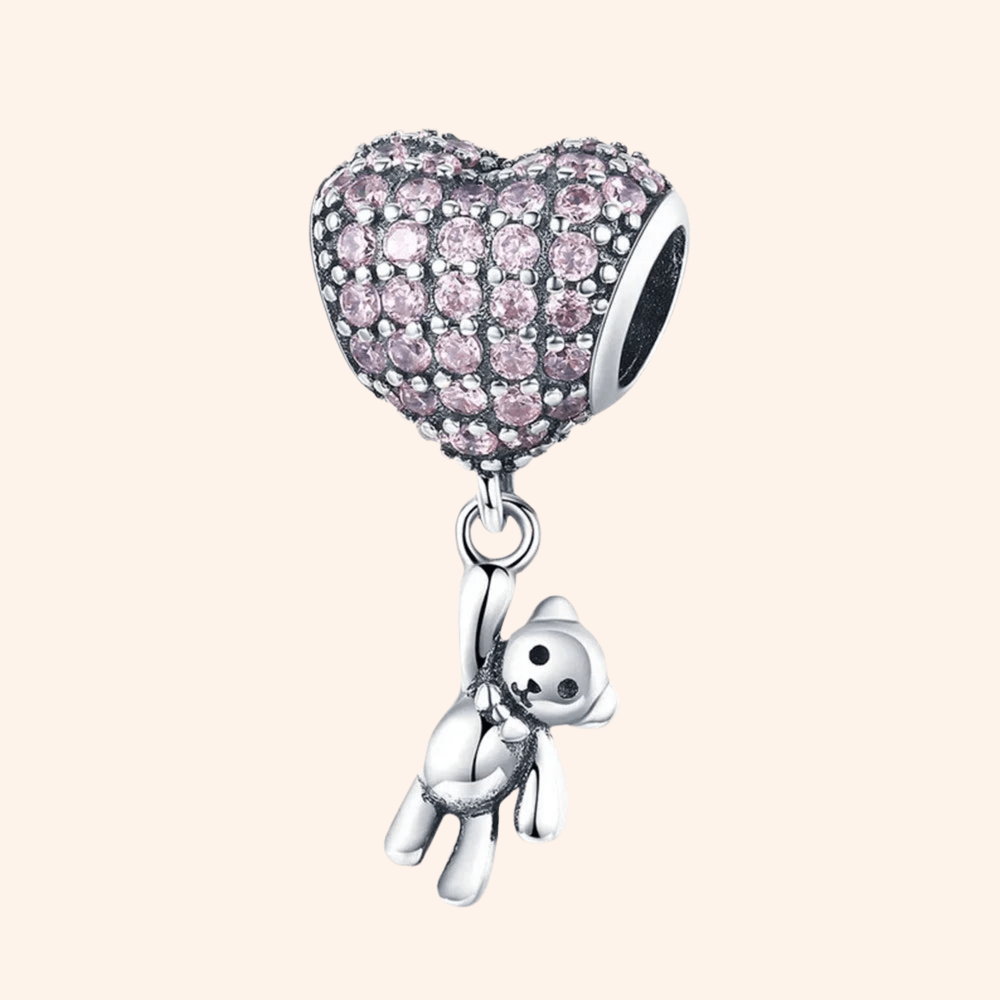 Charm Corazón Osito Plata S925