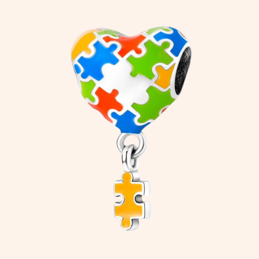 S925 Puzzle Heart Charm