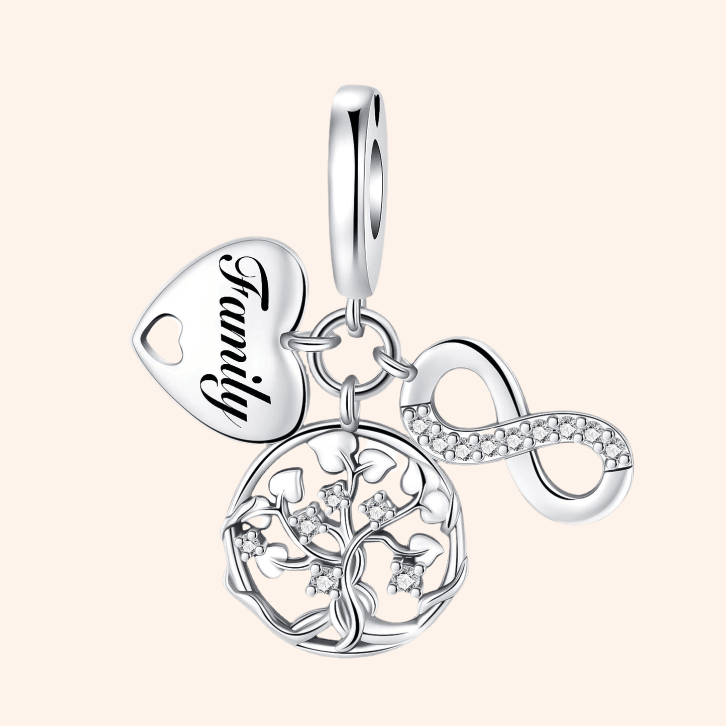 S925 Silver Family Charm