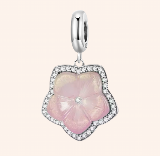 Charm Flor Rosa Plata 925 - Charmsymore