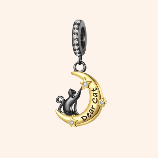 S925 Moon Cat Charm