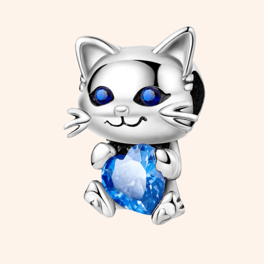 S925 Blue Stone Cat Charm