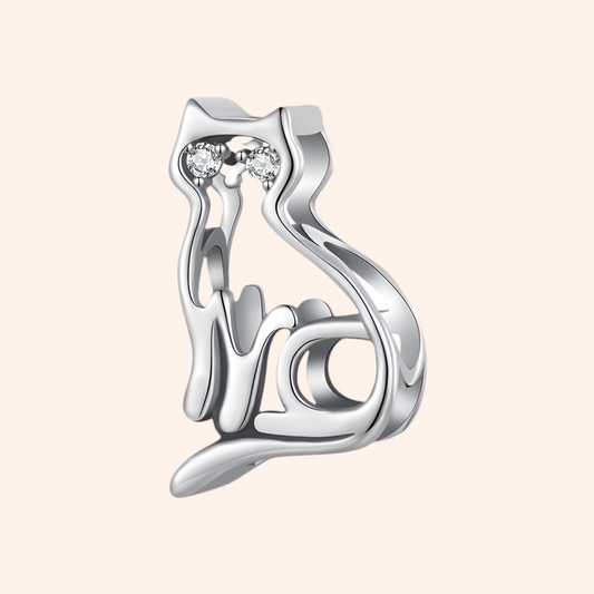 Charm Gato Plata S925 - Charmsymore