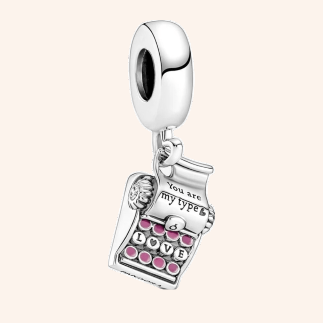 S925 Silver Typewriter Charm Immediate Delivery