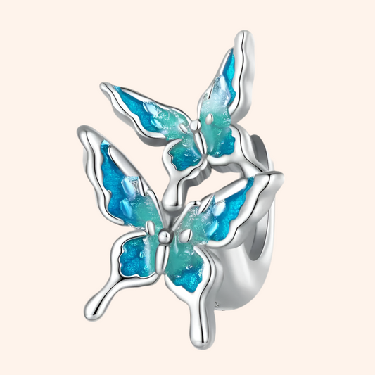 Charm Mariposa Aura Azul Plata S925 - Charmsymore