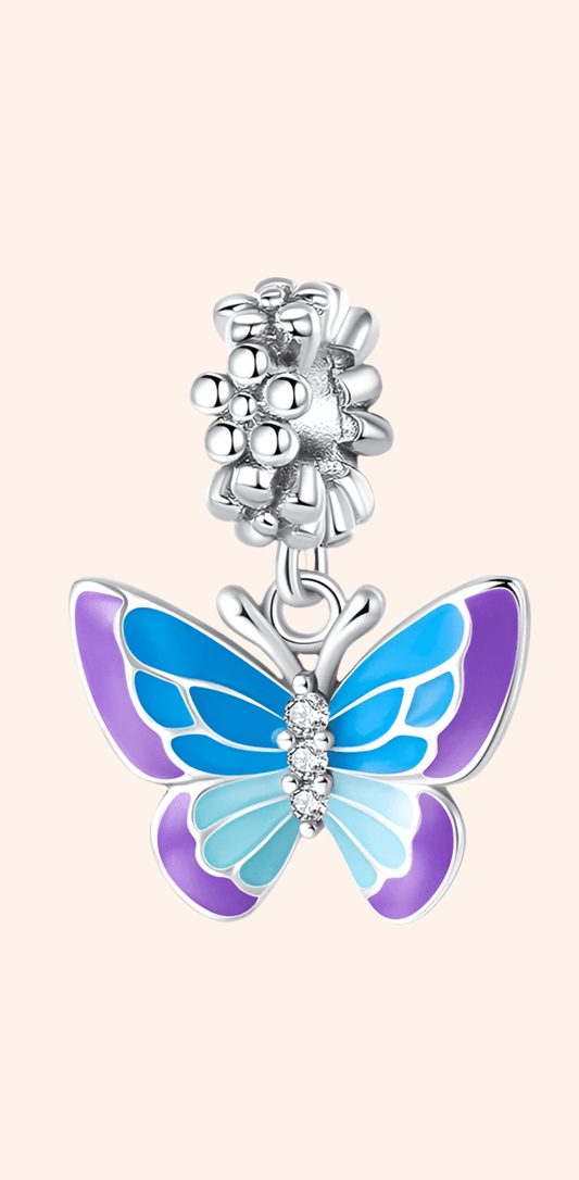 S925 Silver Shiny Butterfly Charm 