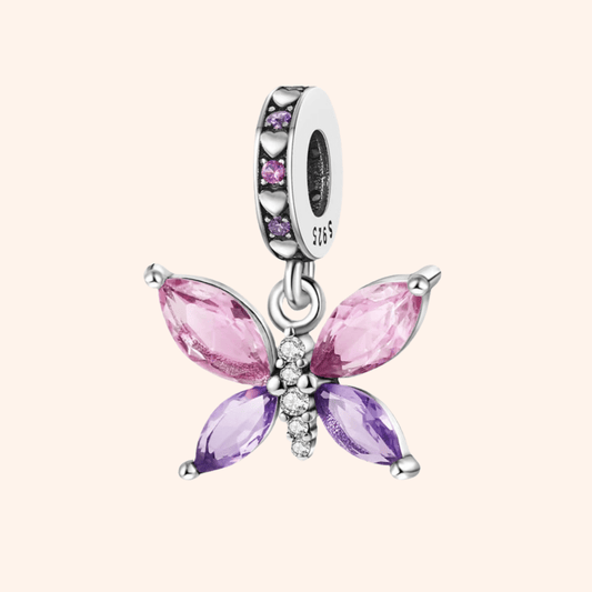 Pink &amp; Purple Butterfly Charm S925