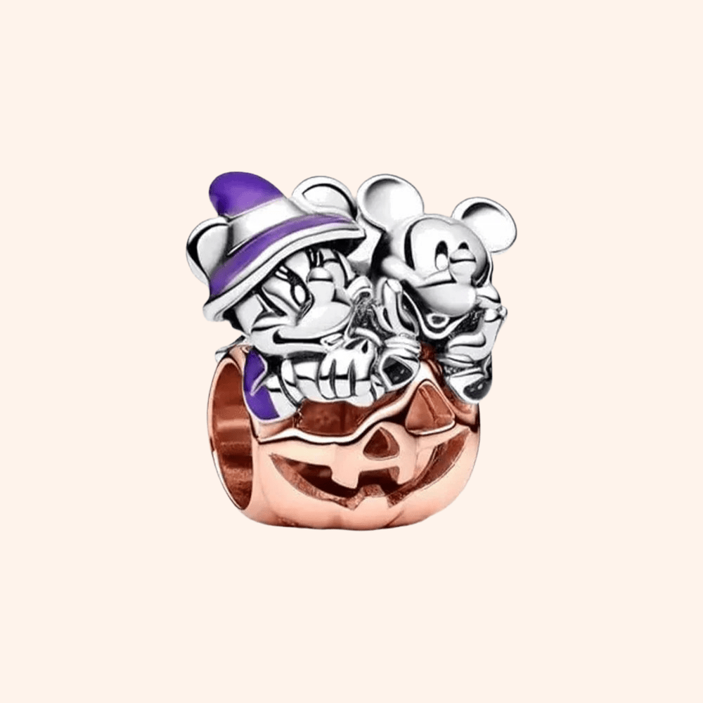 Charm Mickey &amp; Minnie Halloween S925