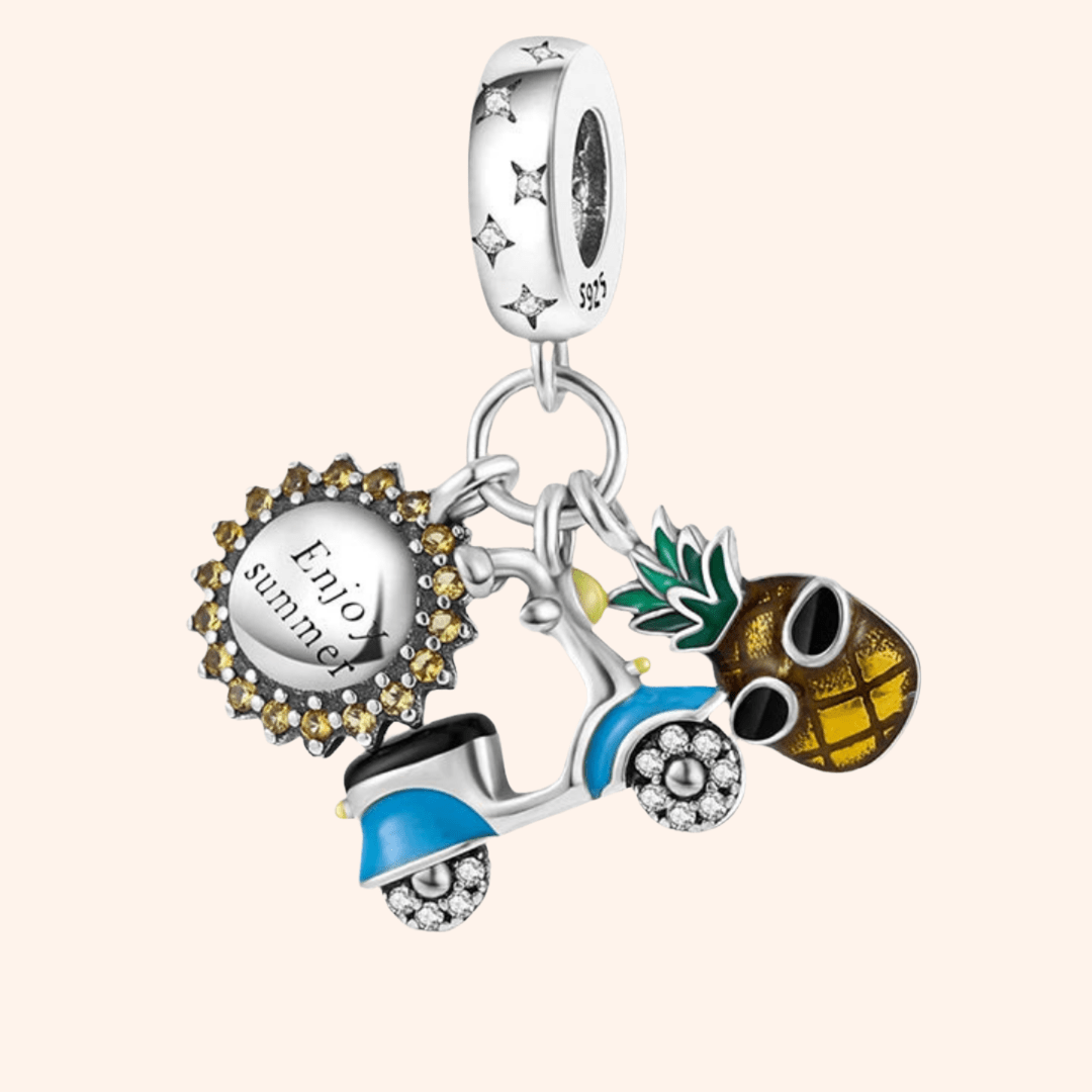 S925 Pineapple Motorcycle Charm