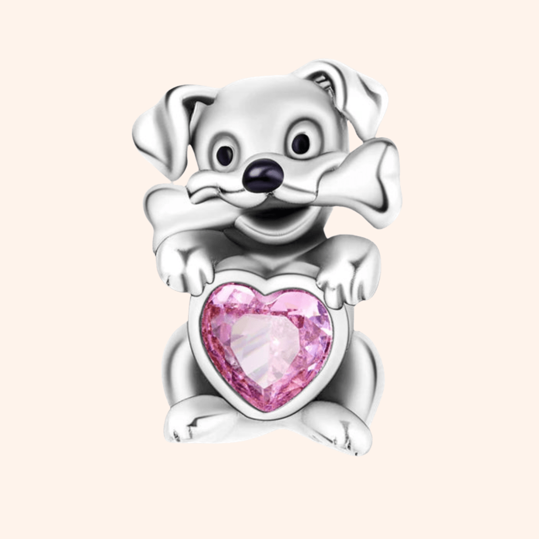 S925 Heart Puppy Charm