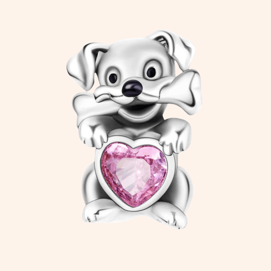 S925 Heart Puppy Charm