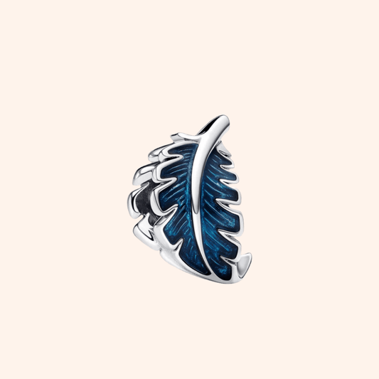 S925 Blue Feather Charm