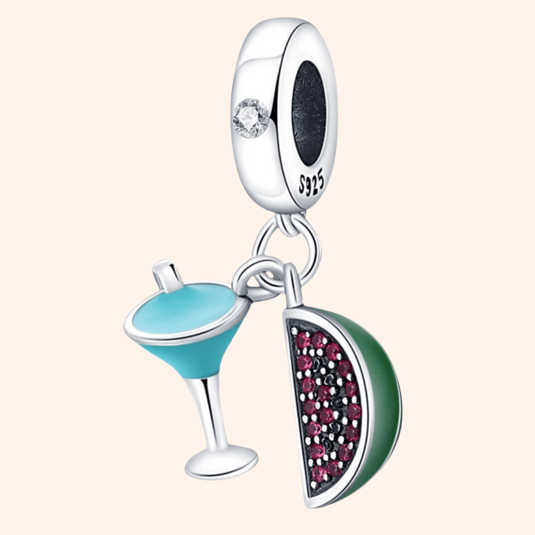 Watermelon &amp; Drink Charm S925