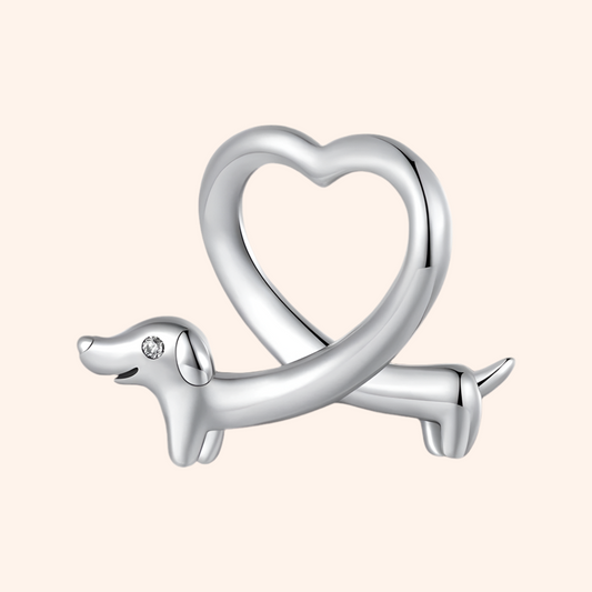 Charms Corazón Perrito Plata S925 - Charmsymore