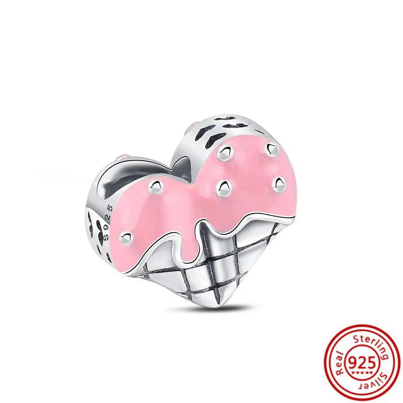 Fit Original Pandora Charms Bracelet Jewelry 925 Solid Silver Donut Dessert Birthday Cake Coffee Cup Ice Cream Candy Sweet Beads