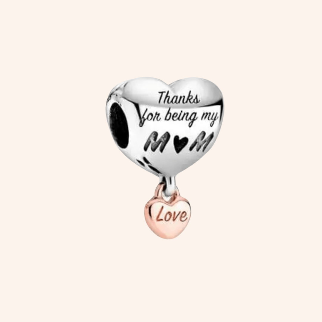 Thank You For Being My Mom Charm Silver S925