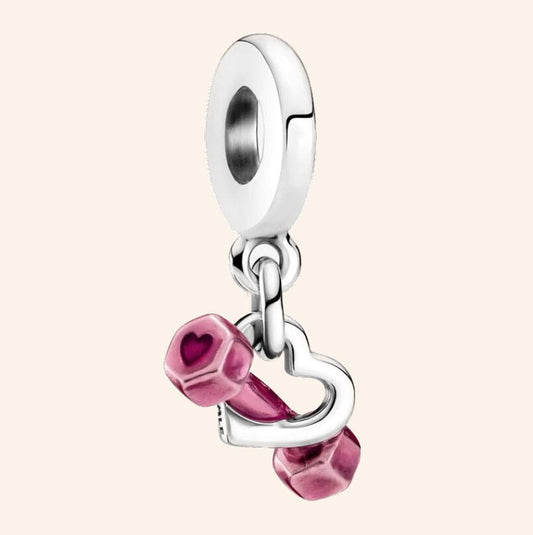 Dumbbell Heart Charm S925 Silver