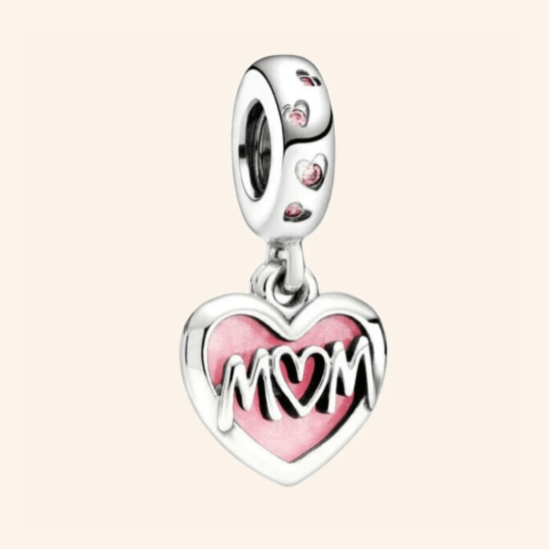 Mom Corazón Rosa Plata S925