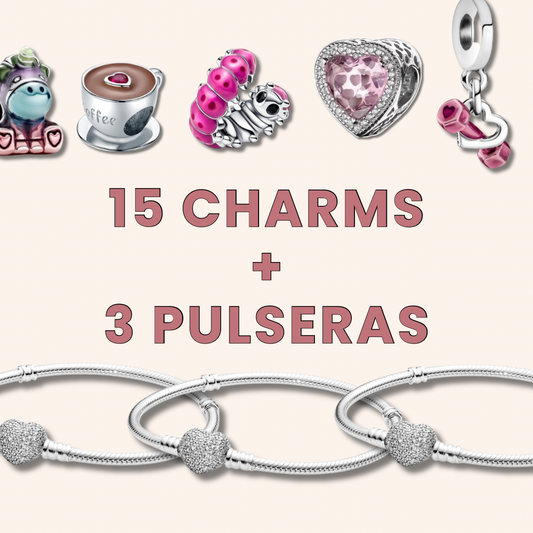 Paquete Charms Plata S925 + Pulseras Plata - Charmsymore