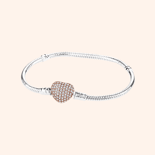 Pulsera Corazon Rose Gold Plata