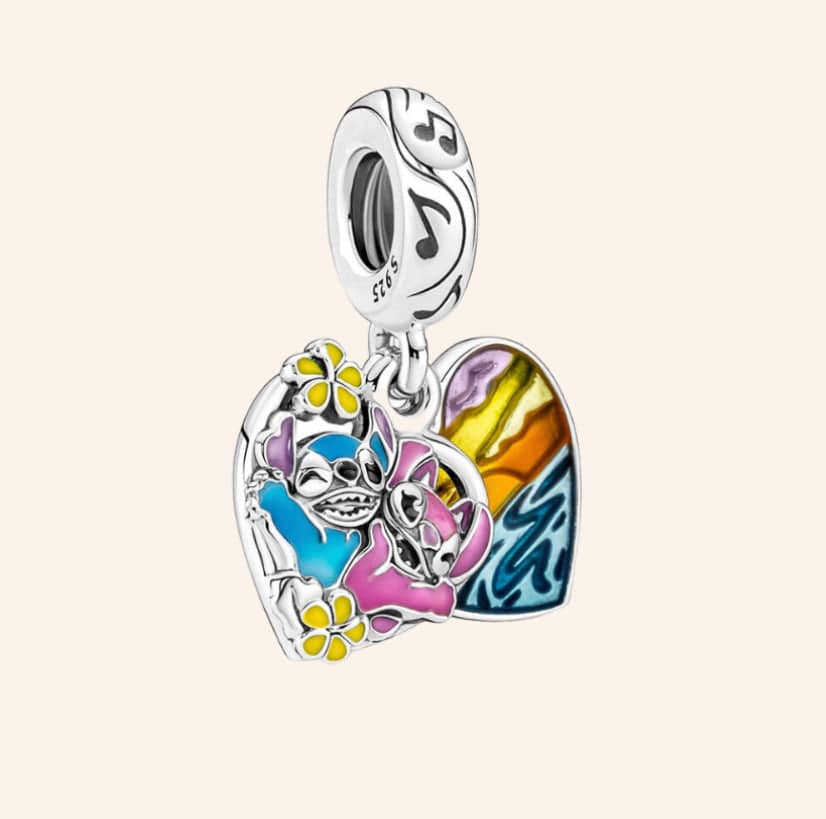 Stitch Corazón Charm Plata S925