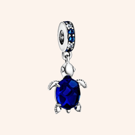 Tortuga Azul Mar Charm Plata S925