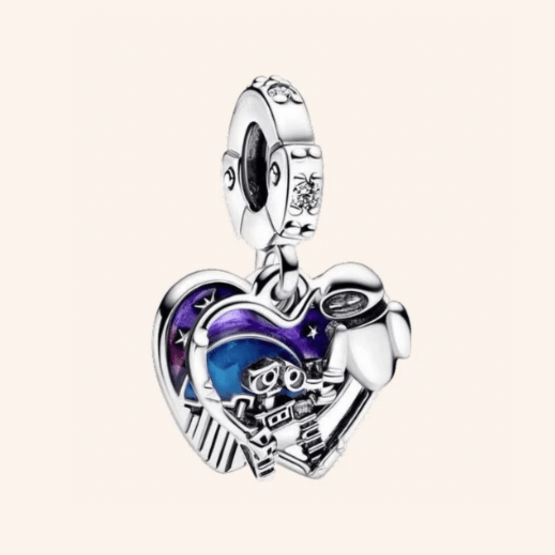 Wall-e & Eva Charm Plata S925 Brilla En La Oscuridad